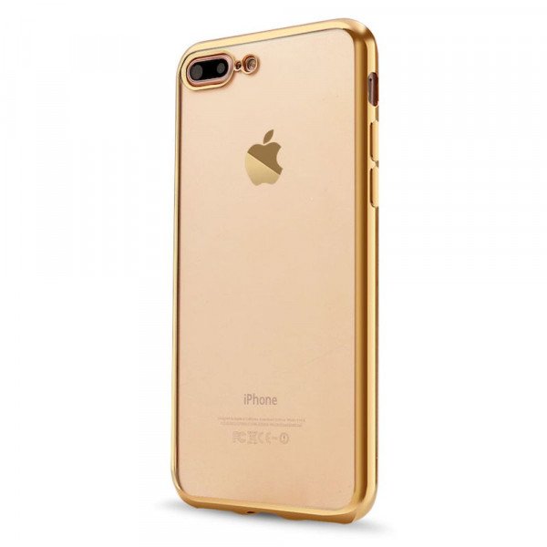 Wholesale iPhone 7 Plus Crystal Clear Electroplate Hybrid Case (Champagne Gold)